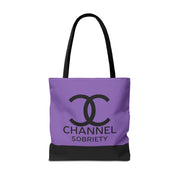 Channel Sobriety Luxury-like High Fashion Fun Humor Motivational Inspired AA NA 12-step Recovery Gift Purple Tote Bag