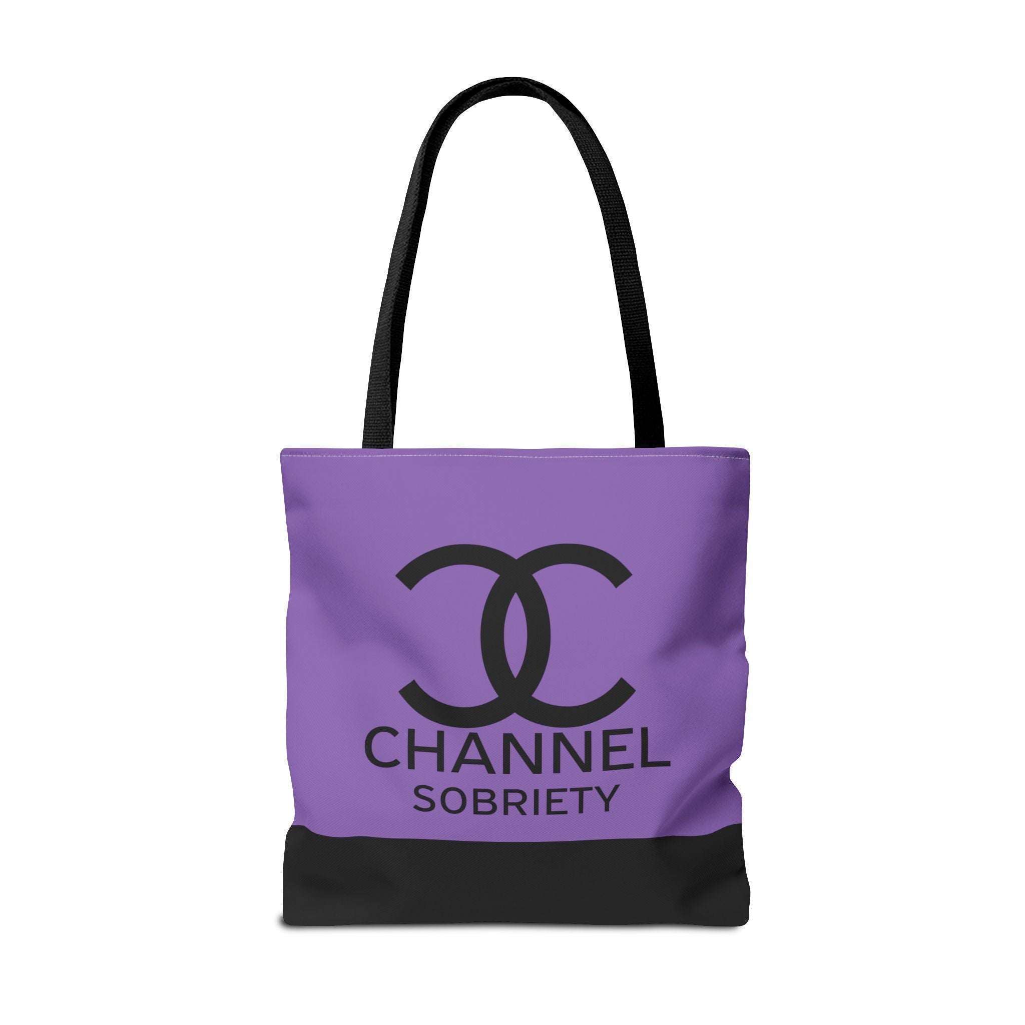 Channel Sobriety Luxury-like High Fashion Fun Humor Motivational Inspired AA NA 12-step Recovery Gift Purple Tote Bag