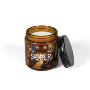 SOBER Gratitude Home for the Holidays Happy Joyful Free AA NA Sayings Slogans No Matter What One Day at a Time Scented Soy Christmas Candle (Multi-Size, Amber Jar)