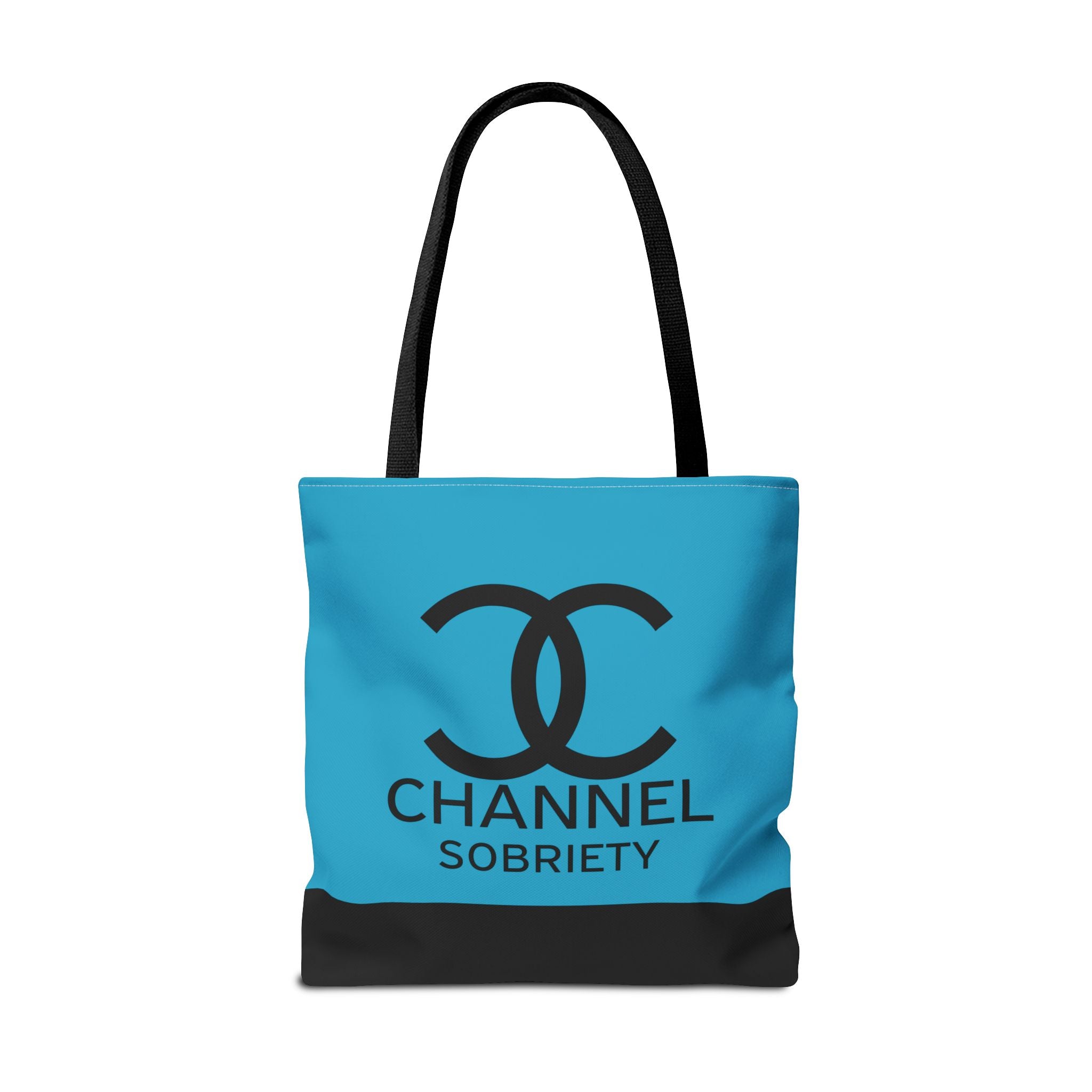 Channel Sobriety Luxury-like High Fashion Fun Humor Motivational Inspired AA NA 12-step Recovery Gift Turquoise Tote Bag