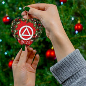 AA NA Circle Triangle Logo Rehab Recovery 12-Step Support Motivational Inspired Gifts 2024 Ceramic Holiday Christmas Tree Ornament, 4 Shapes