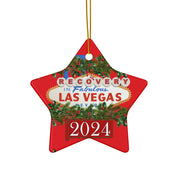 Las Vegas Sign Recovery AA NA 12-Step Rehab Recovery Support Motivational Inspired Gifts Holiday Christmas Tree Ceramic Ornament, 4 Shapes