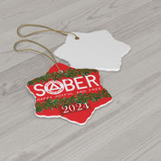 SOBER AA NA Circle Triangle Logo No Matter What One Day at a Time Slogans Sayings Happy Joyful Free 12-Step Rehab Recovery Support Motivational Inspired Gifts Holiday Christmas Tree Ceramic Ornament, 4 Shapes