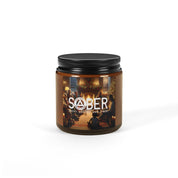 SOBER Gratitude Home for the Holidays Happy Joyful Free AA NA Sayings Slogans No Matter What One Day at a Time Scented Soy Christmas Candle (Multi-Size, Amber Jar)