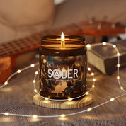 SOBER Gratitude Home for the Holidays Happy Joyful Free AA NA Sayings Slogans No Matter What One Day at a Time Scented Soy Christmas Candle (Multi-Size, Amber Jar)