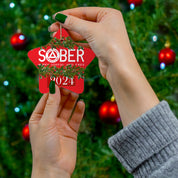 SOBER AA NA Circle Triangle Logo No Matter What One Day at a Time Slogans Sayings Happy Joyful Free 12-Step Rehab Recovery Support Motivational Inspired Gifts Holiday Christmas Tree Ceramic Ornament, 4 Shapes