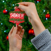 SOBER AA NA Circle Triangle Logo No Matter What One Day at a Time Slogans Sayings Happy Joyful Free 12-Step Rehab Recovery Support Motivational Inspired Gifts Holiday Christmas Tree Ceramic Ornament, 4 Shapes