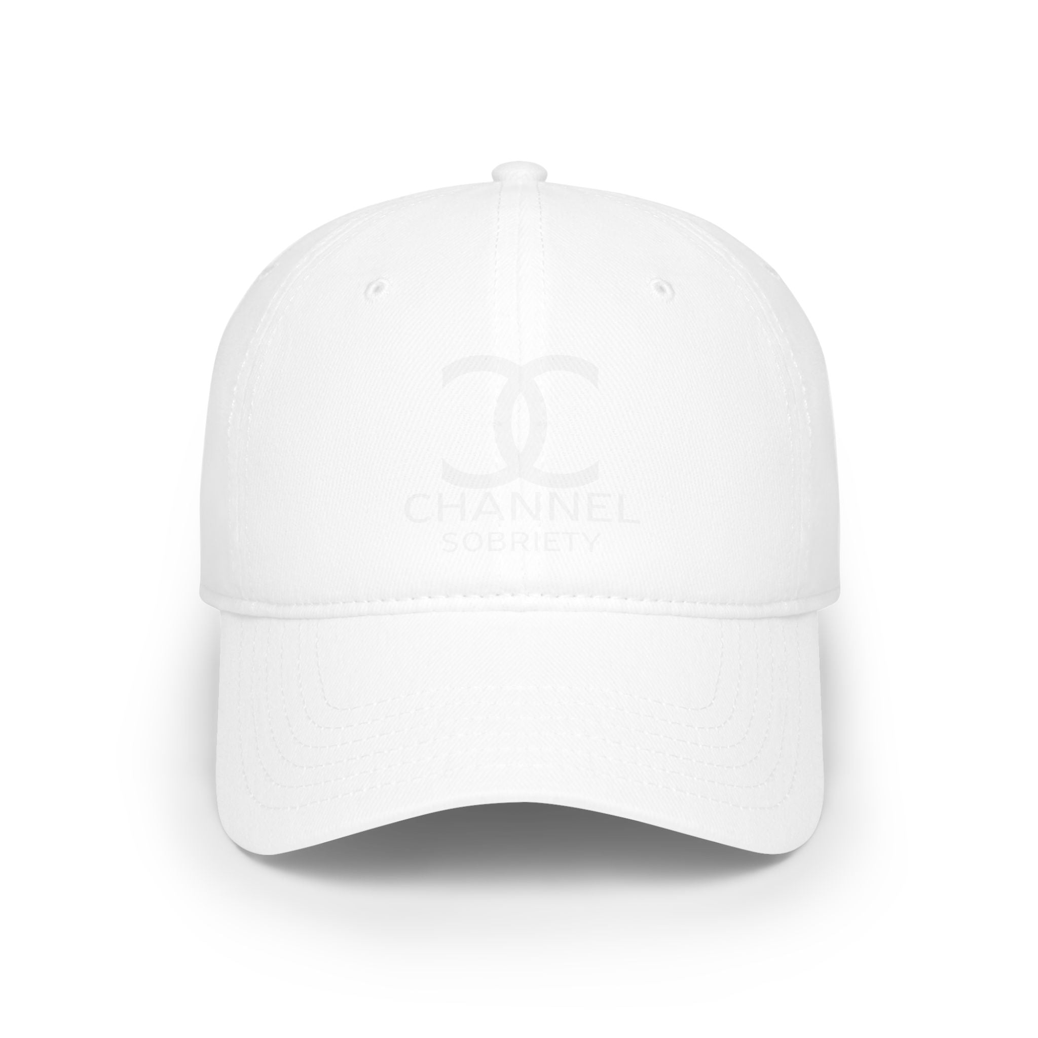 Channel Sobriety Luxury-Like High Fashion Fun Humor Motivational Inspired AA NA 12-step Sober Recovery Gift White Logo Low Profile Baseball Cap