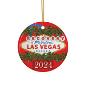 Las Vegas Sign Recovery AA NA 12-Step Rehab Recovery Support Motivational Inspired Gifts Holiday Christmas Tree Ceramic Ornament, 4 Shapes