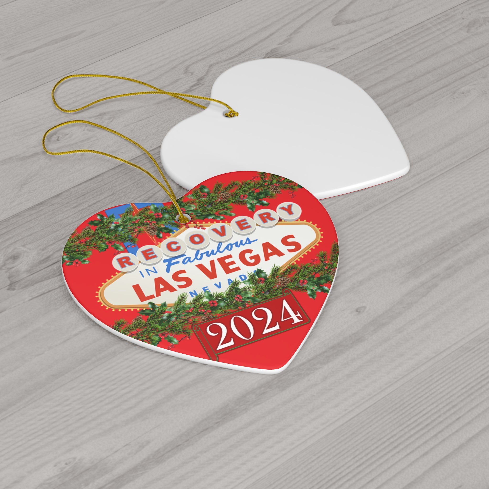 Las Vegas Sign Recovery AA NA 12-Step Rehab Recovery Support Motivational Inspired Gifts Holiday Christmas Tree Ceramic Ornament, 4 Shapes