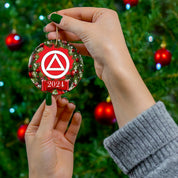 AA NA Circle Triangle Logo Rehab Recovery 12-Step Support Motivational Inspired Gifts 2024 Ceramic Holiday Christmas Tree Ornament, 4 Shapes