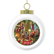 Home for Christmas Family Around Tree Addicts Rehab Recovery Clean and Sober 12-step 2024 Ceramic Hanging Holiday Christmas Tree Ornament