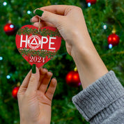 HOPE AA NA Circle Triangle Logo No Matter What One Day at a Time Slogans Sayings Happy Joyful Free 12-Step Rehab Recovery Support Motivational Inspired Gifts Holiday Christmas Tree Ceramic Ornament, 4 Shapes