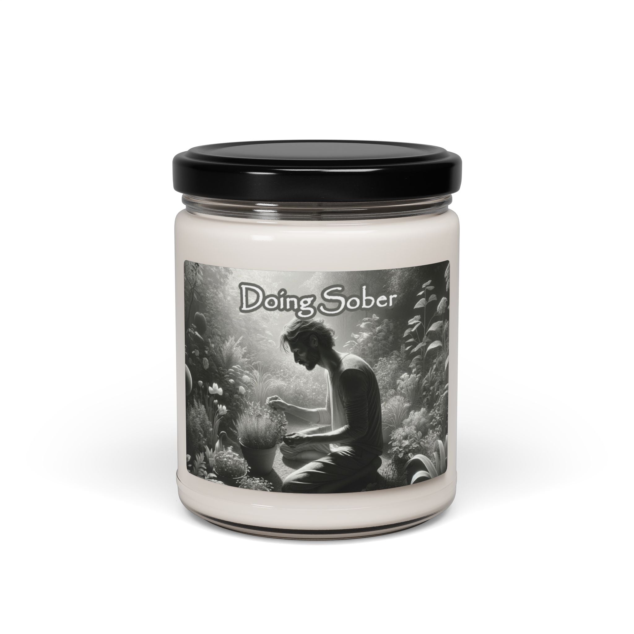 Doing Sober Gardening Young Men in Recovery AA NA Sobriety 12-Step Clean Sober Gifts Scented Soy Candle, 9oz