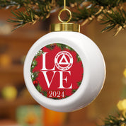 LOVE AA NA Triangle Circle Logo Alcoholics Addicts Rehab Recovery Clean and Sober Sobriety 12-step 2024 Ceramic Hanging Holiday Christmas Tree Ornament