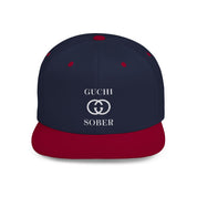 Guchi Sober Luxury-Like High Fashion Fun Humor Motivational Inspired AA NA 12-step Sobriety Recovery Gift White Logo Flat Bill Snapback