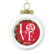 LOVE AA NA Triangle Circle Logo Alcoholics Addicts Rehab Recovery Clean and Sober Sobriety 12-step 2024 Ceramic Hanging Holiday Christmas Tree Ornament