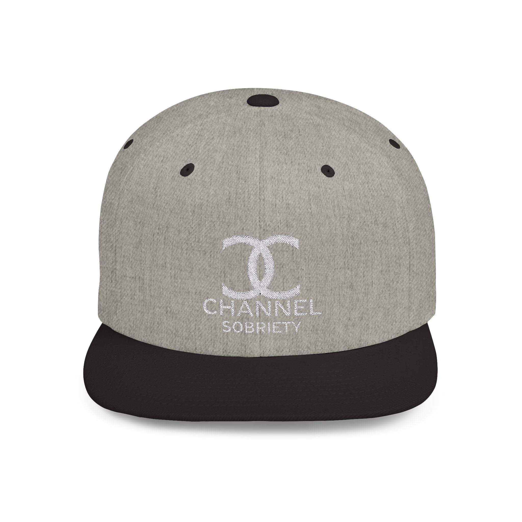 Channel Sobriety Luxury-Like High Fashion Fun Humor Motivational Inspired AA NA 12-step Sober Recovery Gift White Logo Flat Bill Snapback