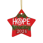 HOPE AA NA Circle Triangle Logo No Matter What One Day at a Time Slogans Sayings Happy Joyful Free 12-Step Rehab Recovery Support Motivational Inspired Gifts Holiday Christmas Tree Ceramic Ornament, 4 Shapes