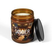 SOBER Gratitude Home for the Holidays Happy Joyful Free AA NA Sayings Slogans No Matter What One Day at a Time Scented Soy Christmas Candle (Multi-Size, Amber Jar)