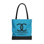 Channel Sobriety Luxury-like High Fashion Fun Humor Motivational Inspired AA NA 12-step Recovery Gift Turquoise Tote Bag