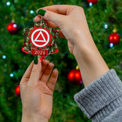 AA NA Circle Triangle Logo Rehab Recovery 12-Step Support Motivational Inspired Gifts 2024 Ceramic Holiday Christmas Tree Ornament, 4 Shapes