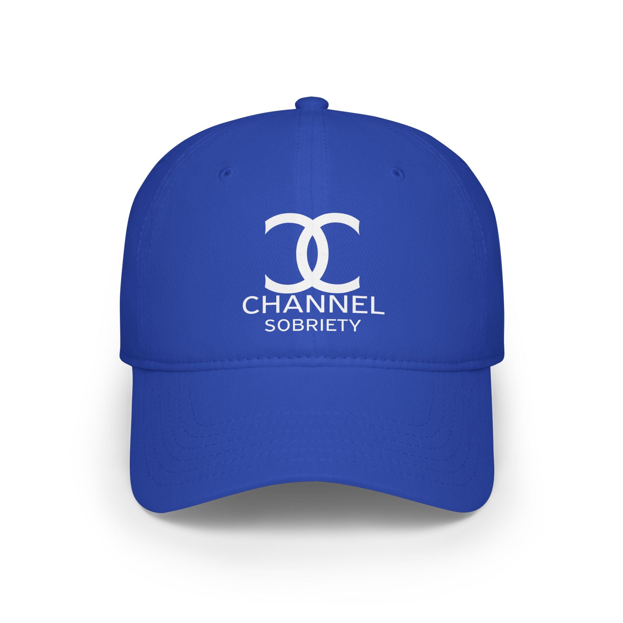 Channel Sobriety Luxury-Like High Fashion Fun Humor Motivational Inspired AA NA 12-step Sober Recovery Gift White Logo Low Profile Baseball Cap