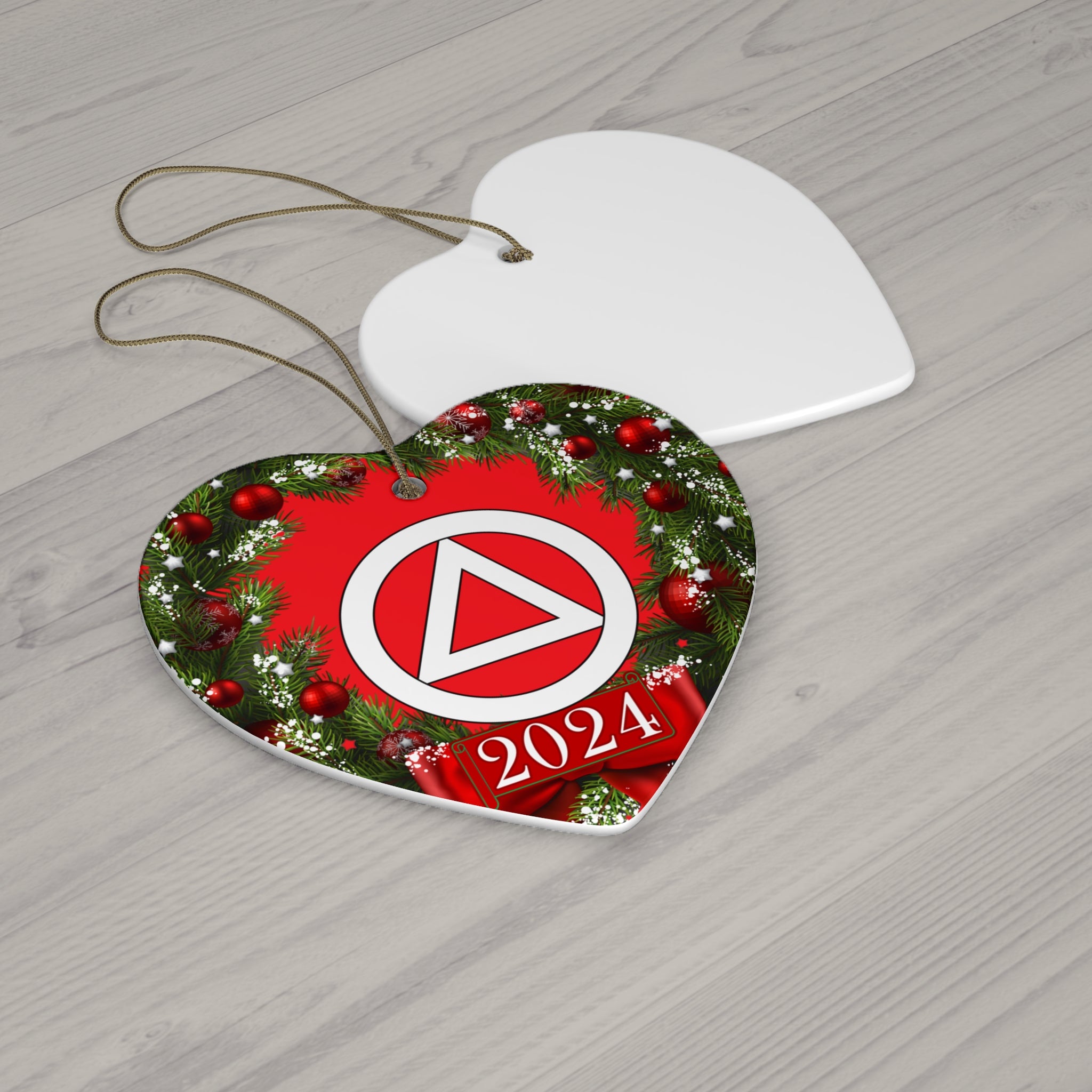 AA NA Circle Triangle Logo Rehab Recovery 12-Step Support Motivational Inspired Gifts 2024 Ceramic Holiday Christmas Tree Ornament, 4 Shapes