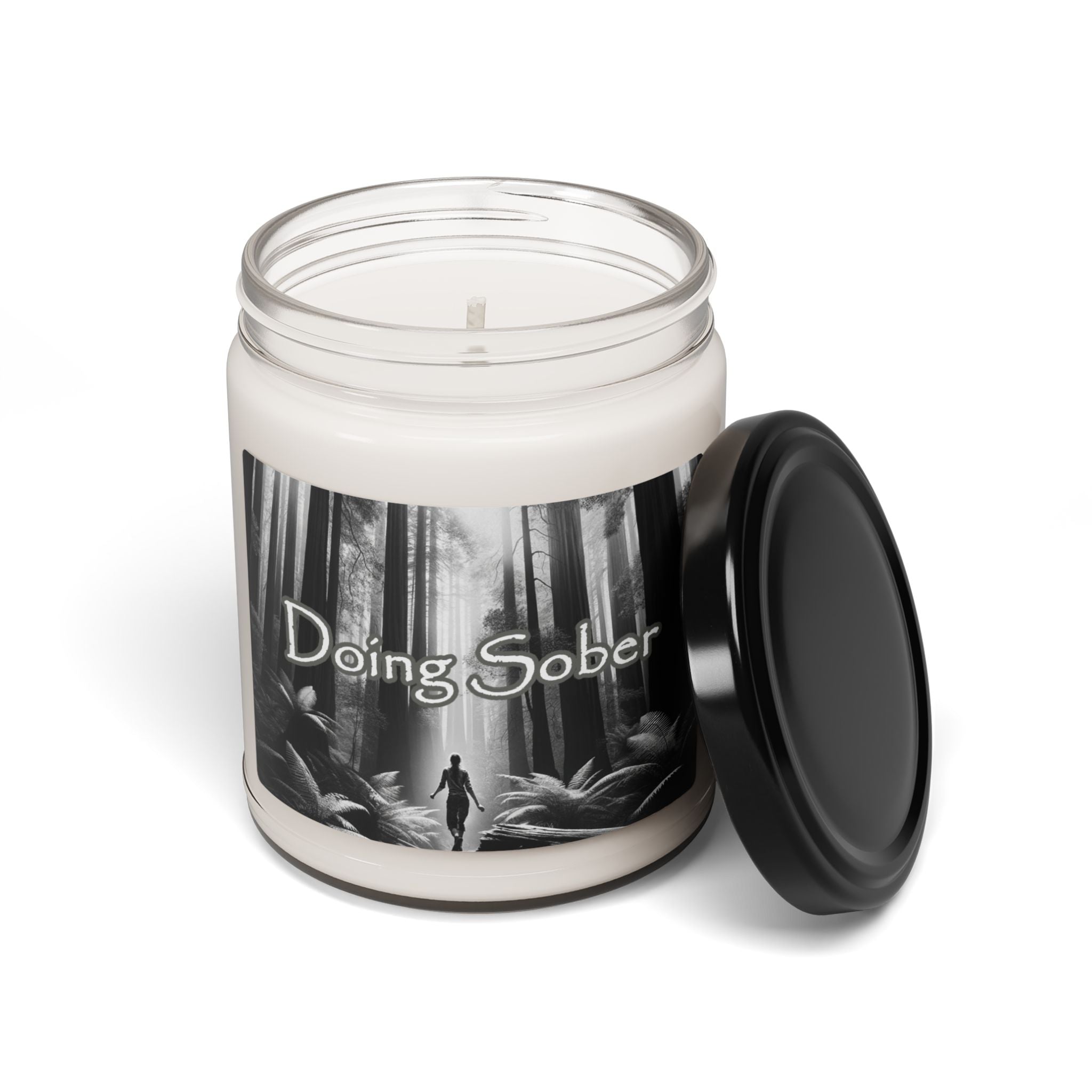 Doing Sober Hiking Redwoods Young People in Recovery AA NA Sobriety 12-Step Clean Sober Gifts Scented Soy Candle, 9oz