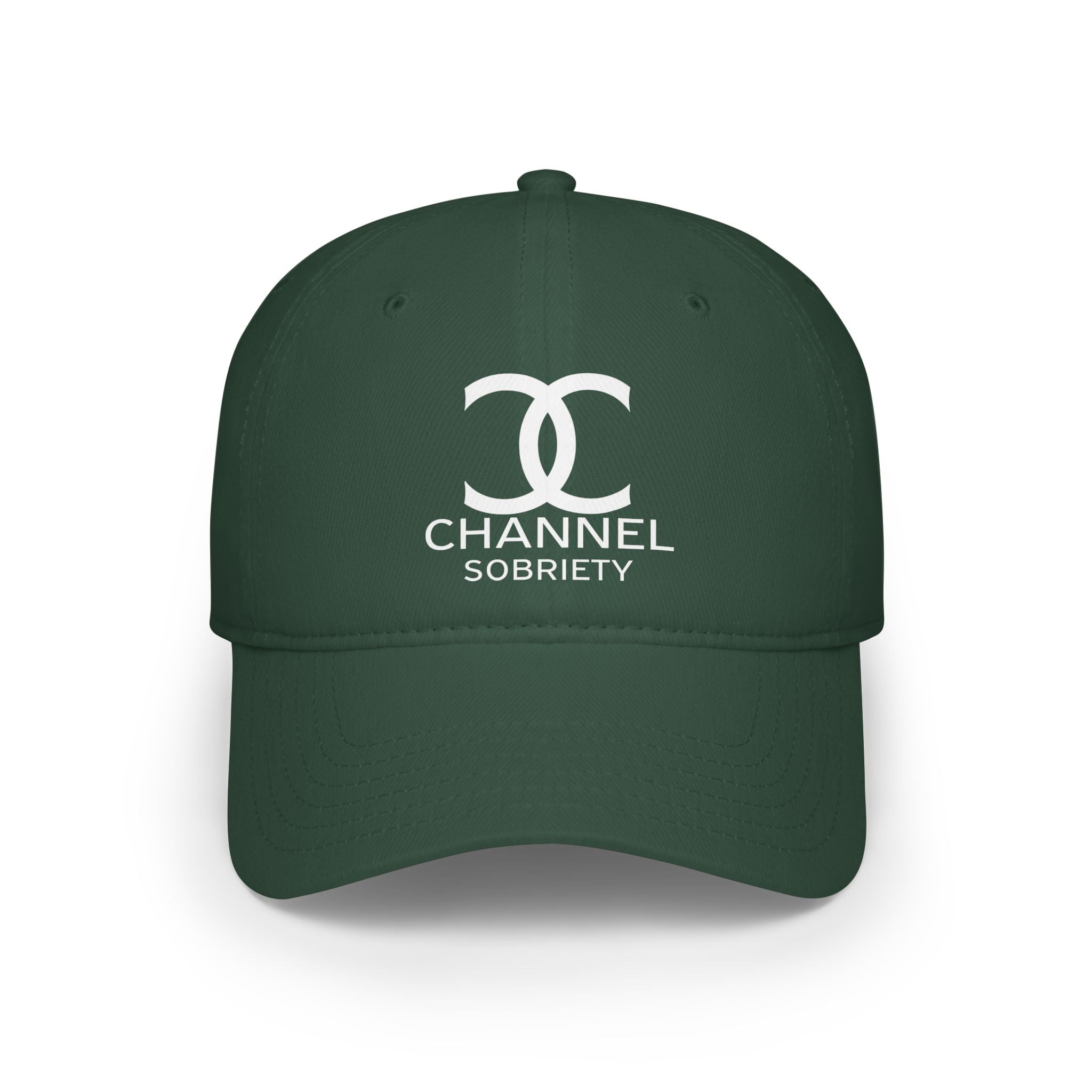 Channel Sobriety Luxury-Like High Fashion Fun Humor Motivational Inspired AA NA 12-step Sober Recovery Gift White Logo Low Profile Baseball Cap