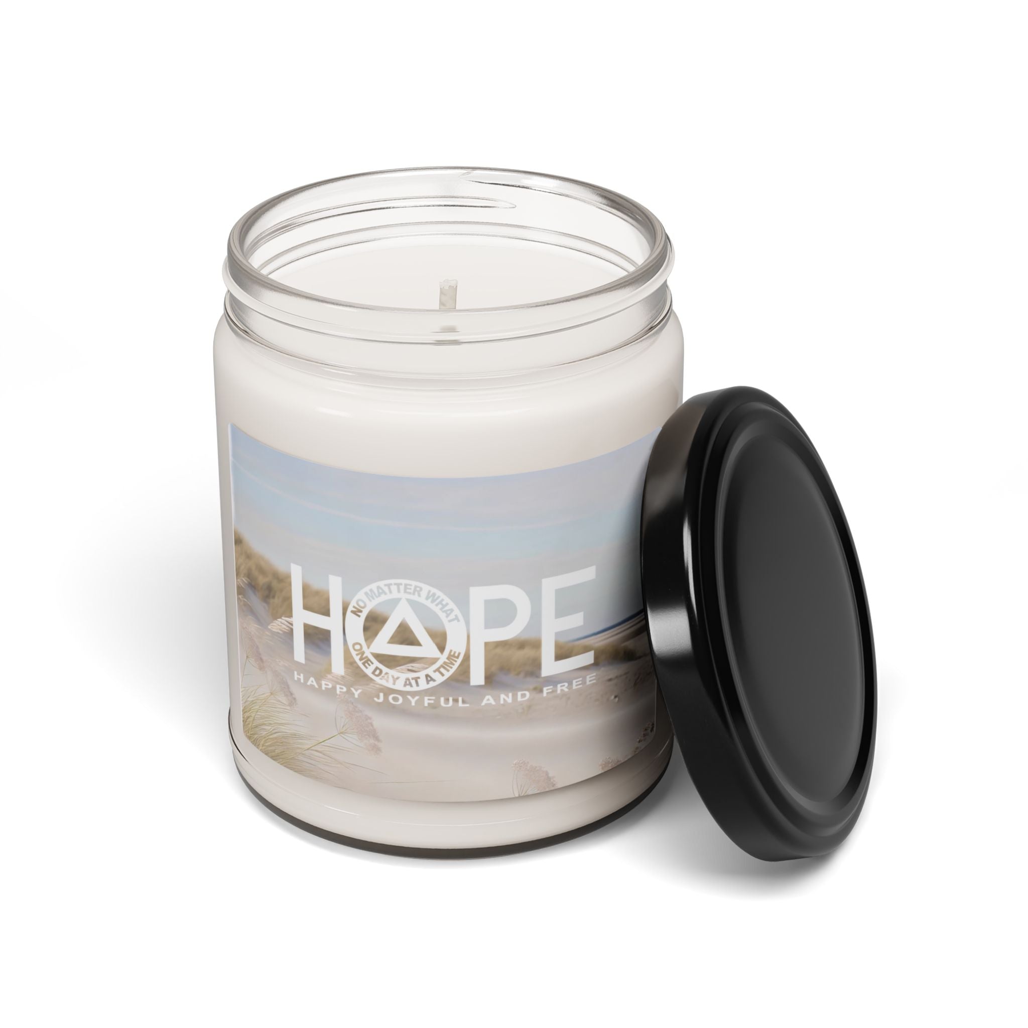 HOPE Windswept Seashore One Day at a Time No Matter What AA NA Slogans Sayings 12-step Sobriety Recovery Gifts Scented 9 oz Soy Candle