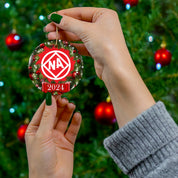 NA Circle Diamond Logo Rehab Recovery 12-Step Support Motivational Inspired Gifts 2024 Ceramic Holiday Christmas Tree Ornament, 4 Shapes