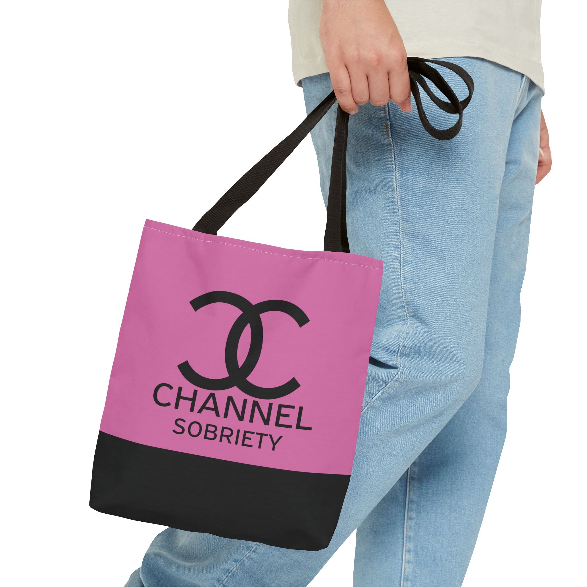 Channel Sobriety Luxury-like High Fashion Fun Humor Motivational Inspired AA NA 12-step Recovery Gift Tote Bag