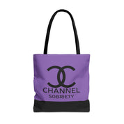 Channel Sobriety Luxury-like High Fashion Fun Humor Motivational Inspired AA NA 12-step Recovery Gift Purple Tote Bag