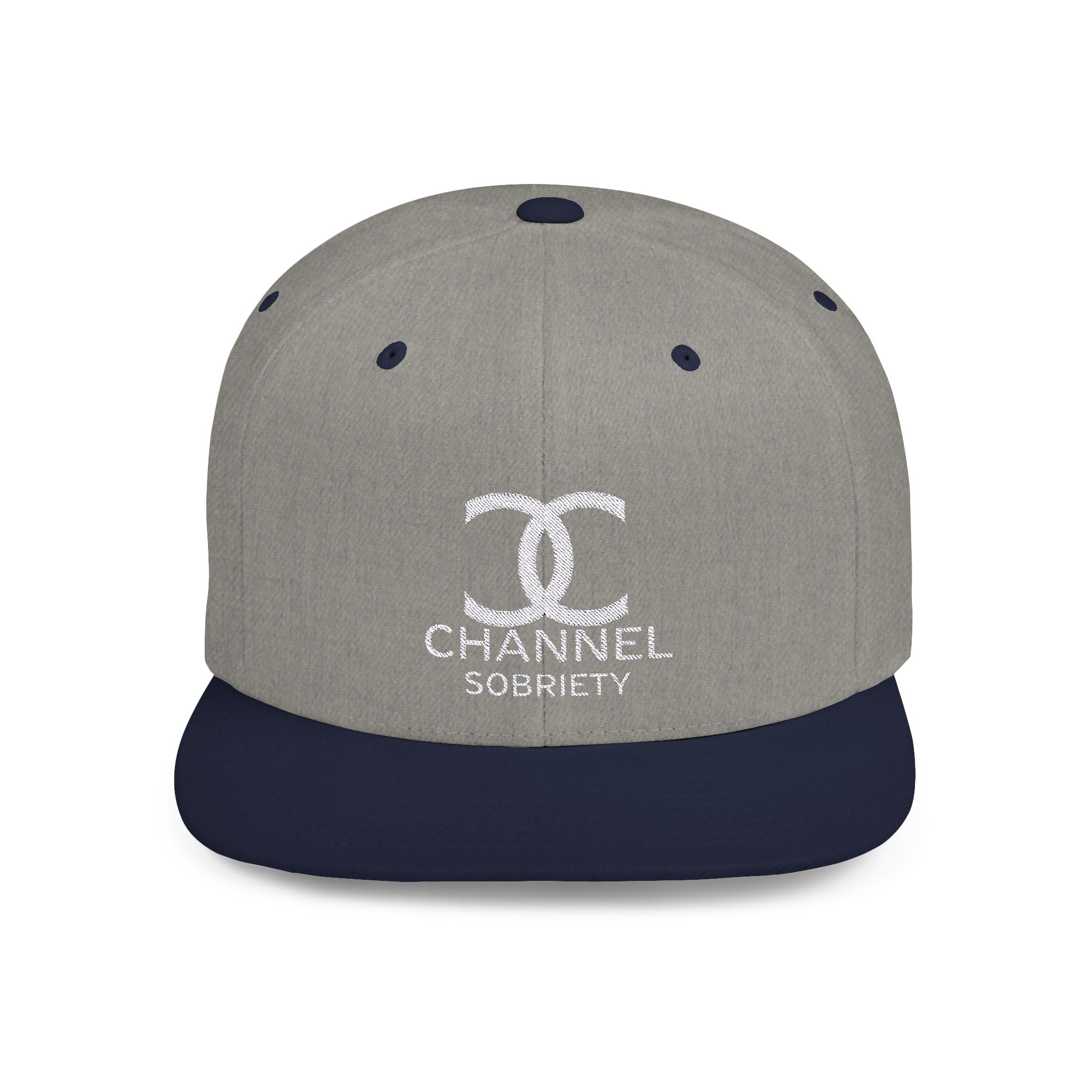 Channel Sobriety Luxury-Like High Fashion Fun Humor Motivational Inspired AA NA 12-step Sober Recovery Gift White Logo Flat Bill Snapback