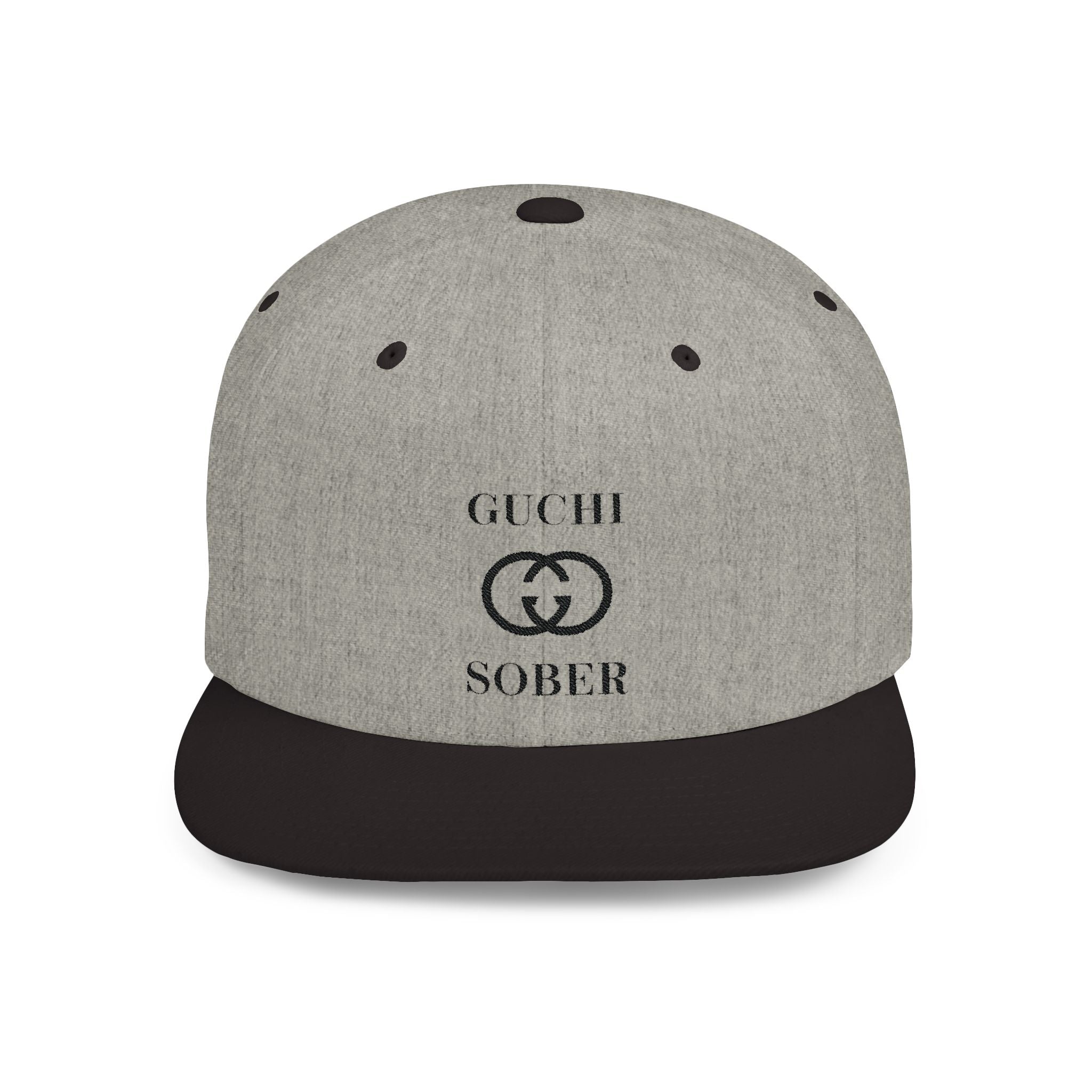 Guchi Sober Luxury-Like High Fashion Fun Humor Motivational Inspired AA NA 12-step Sobriety Recovery Gift Flat Bill Snapback