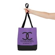 Channel Sobriety Luxury-like High Fashion Fun Humor Motivational Inspired AA NA 12-step Recovery Gift Purple Tote Bag