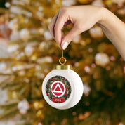 Wreath Circle Triangle AA NA Logo Alcoholics Addicts Rehab Recovery Clean and Sober Sobriety 12-step 2024 Ceramic Hanging Holiday Christmas Tree Ornament