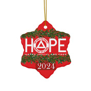 HOPE AA NA Circle Triangle Logo No Matter What One Day at a Time Slogans Sayings Happy Joyful Free 12-Step Rehab Recovery Support Motivational Inspired Gifts Holiday Christmas Tree Ceramic Ornament, 4 Shapes