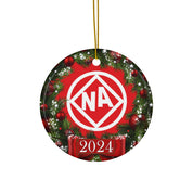 NA Circle Diamond Logo Rehab Recovery 12-Step Support Motivational Inspired Gifts 2024 Ceramic Holiday Christmas Tree Ornament, 4 Shapes