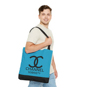 Channel Sobriety Luxury-like High Fashion Fun Humor Motivational Inspired AA NA 12-step Recovery Gift Turquoise Tote Bag