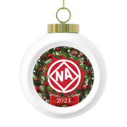 Wreath Circle Diamond NA Logo Addicts Rehab Recovery Clean and Sober 12-step 2024 Ceramic Hanging Holiday Christmas Tree Ornament