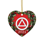 AA NA Circle Triangle Logo Rehab Recovery 12-Step Support Motivational Inspired Gifts 2024 Ceramic Holiday Christmas Tree Ornament, 4 Shapes