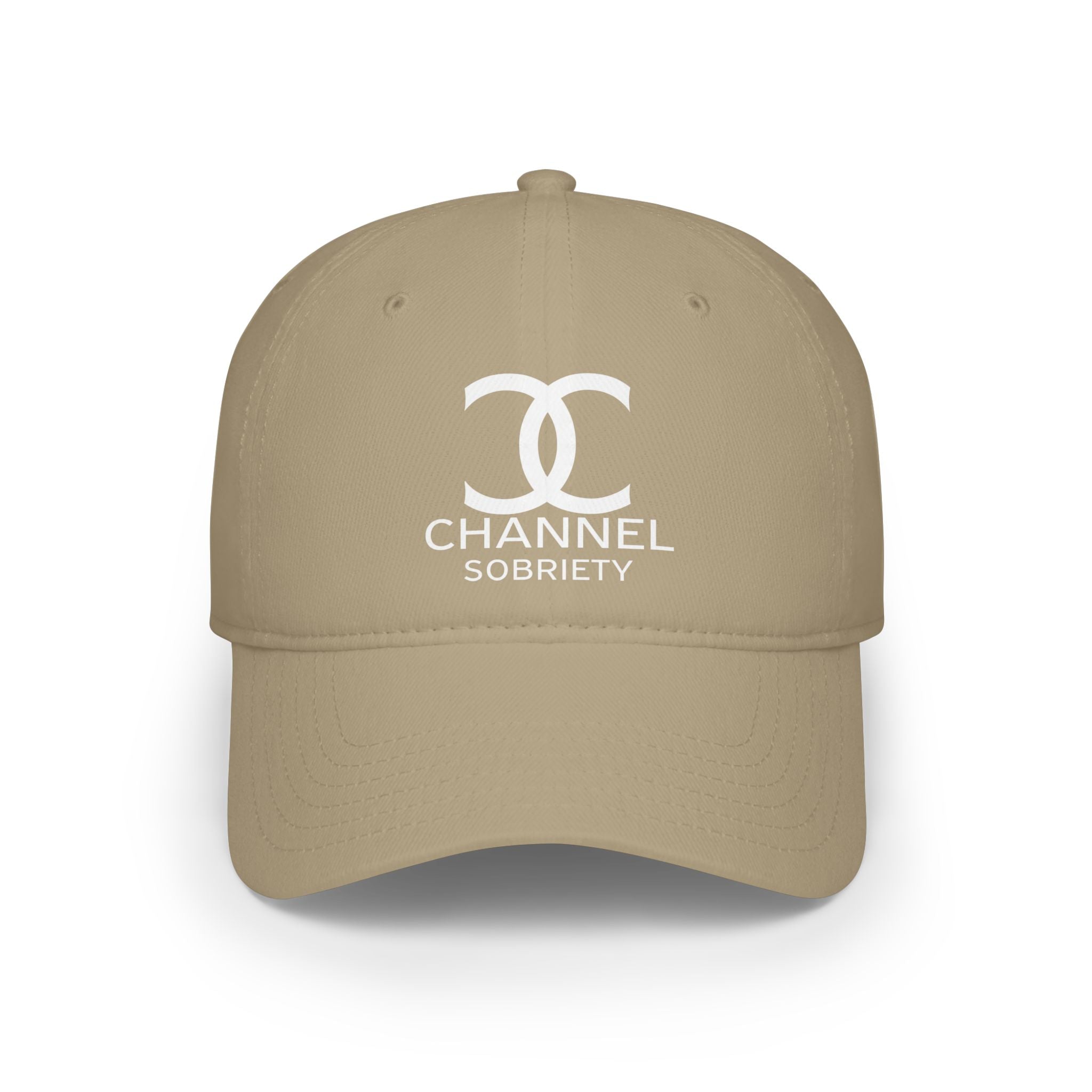 Channel Sobriety Luxury-Like High Fashion Fun Humor Motivational Inspired AA NA 12-step Sober Recovery Gift White Logo Low Profile Baseball Cap