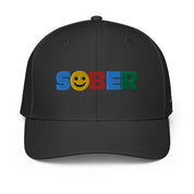 Sober Smiley Face Multi color Fun Humor Motivational Inspired AA NA Sobriety Recovery 12-step Gifts Adidas performance cap