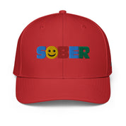 Sober Smiley Face Multi color Fun Humor Motivational Inspired AA NA Sobriety Recovery 12-step Gifts Adidas performance cap