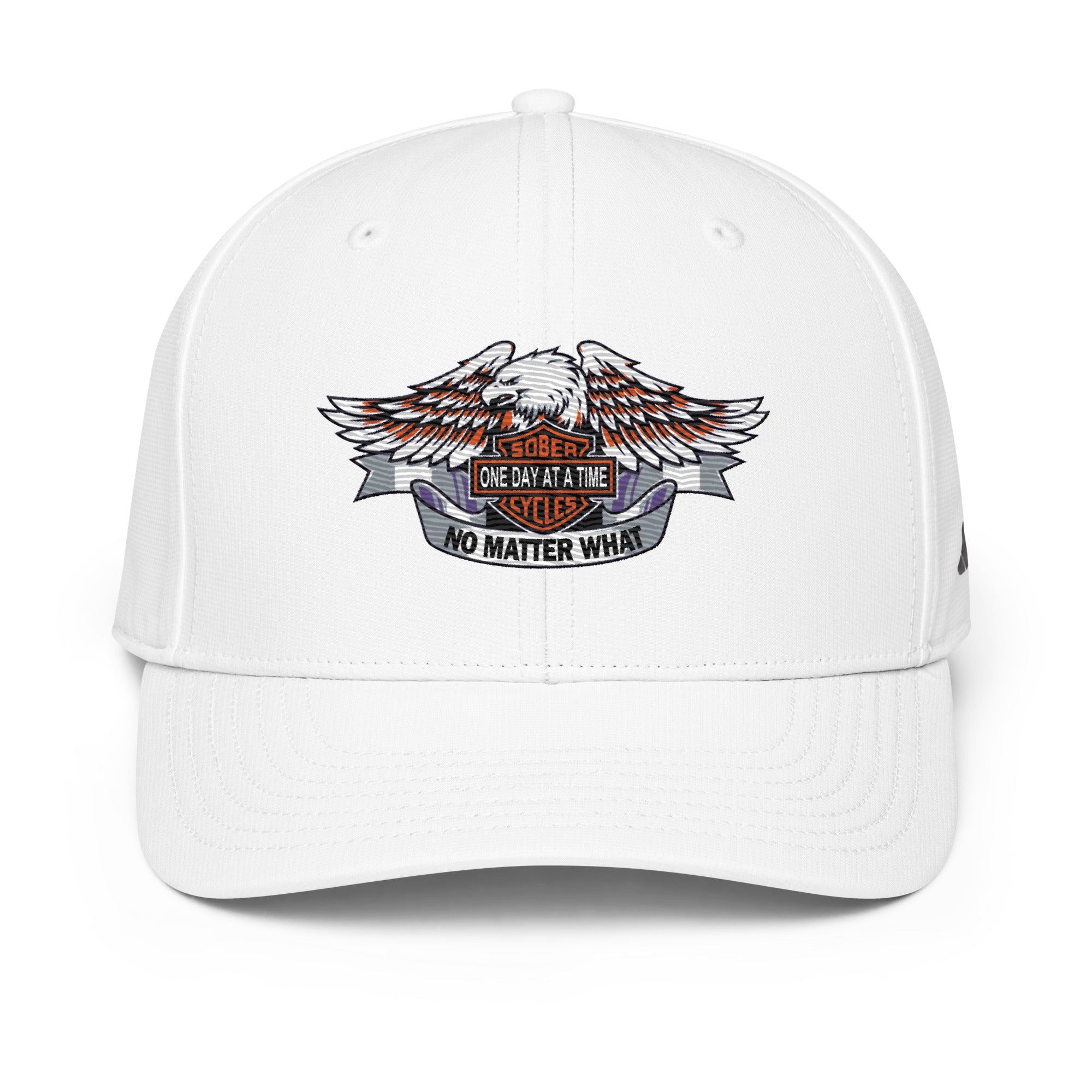 Motorcycle Wings Sober Cycles One Day at a Time No Matter What Live to Ride AA NA Gift Adidas performance cap