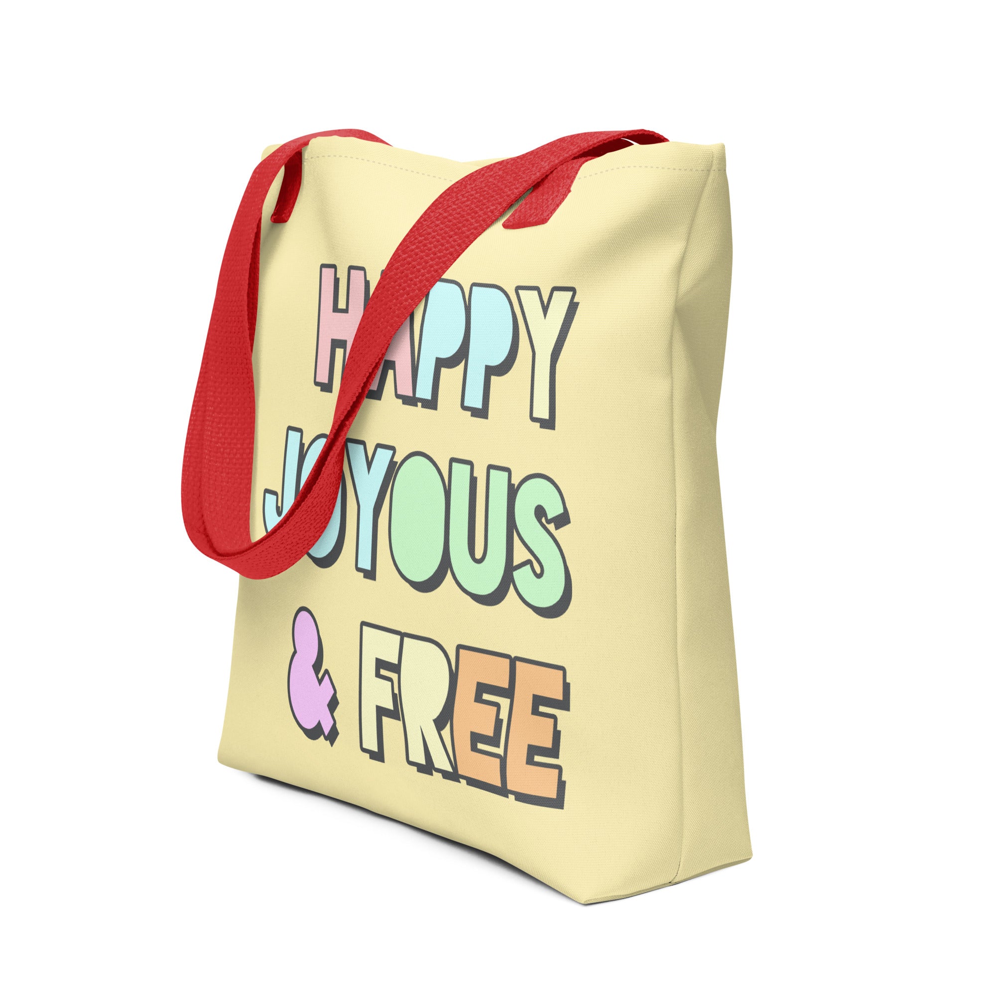 Happy Joyous & Free AA NA Slogans Sayings 12-step Recovery Gift Tote bag