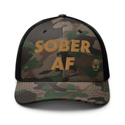 Sober AF Funny AA NA Logo 12-step Recovery Camouflage mesh snapback gift hat