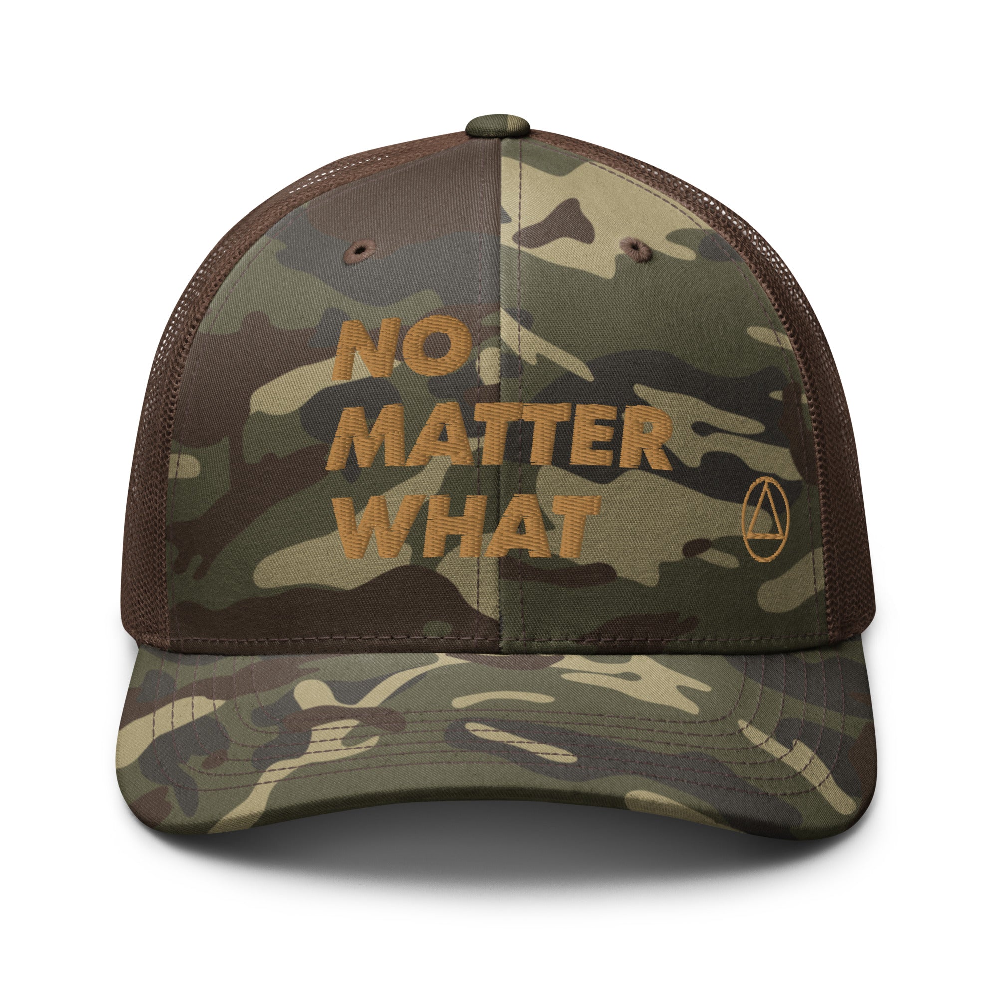 No Matter What Club AA NA 12-step Recovery Slogans Sayings Support Camouflage Mesh Snapback hat